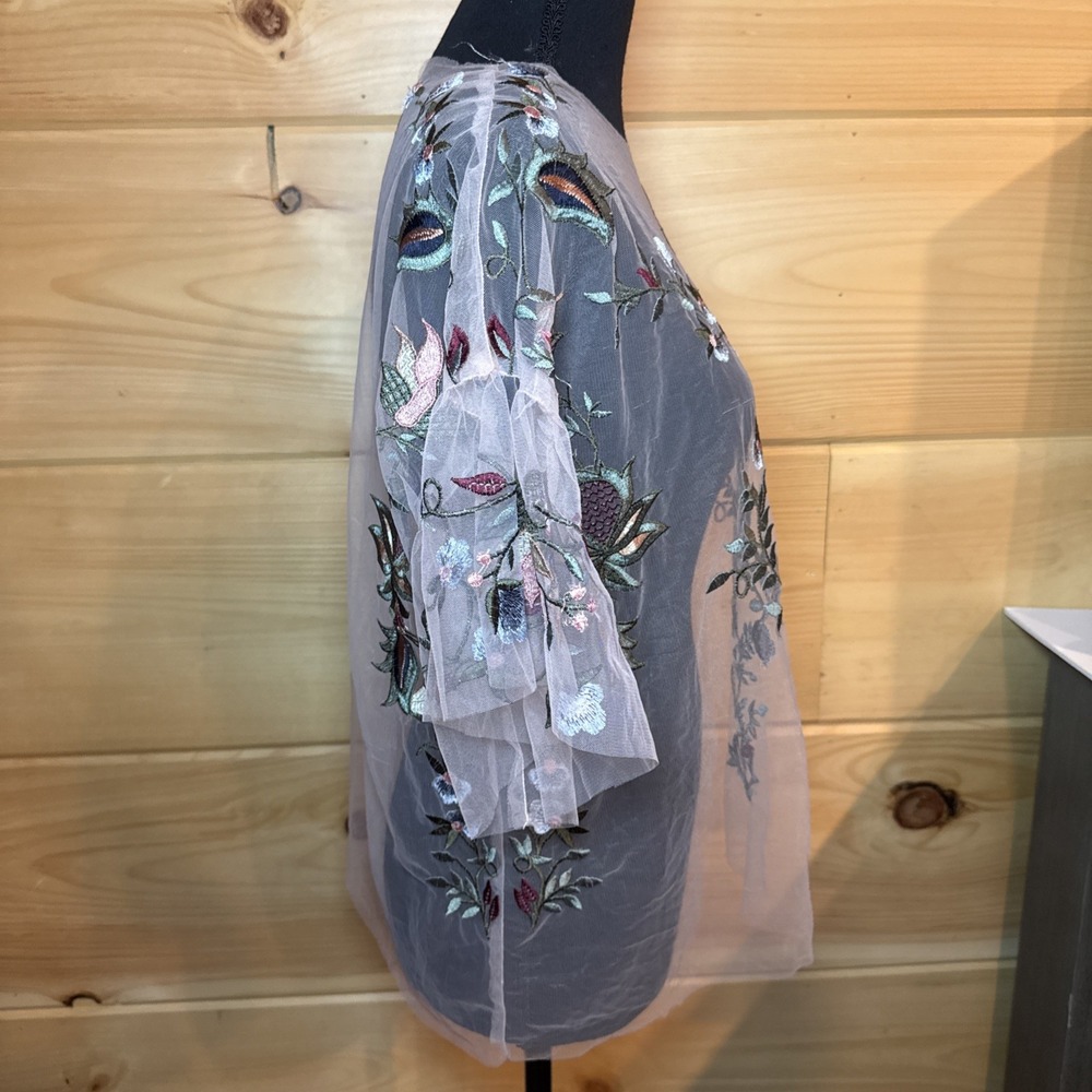 Zara Top Womens M Sheer Floral Boho Whimsical Cottagecore Romantic Fairycore - Picture 4 of 16